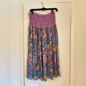 Elegant Floral Maxi Skirt in Pink and Purple